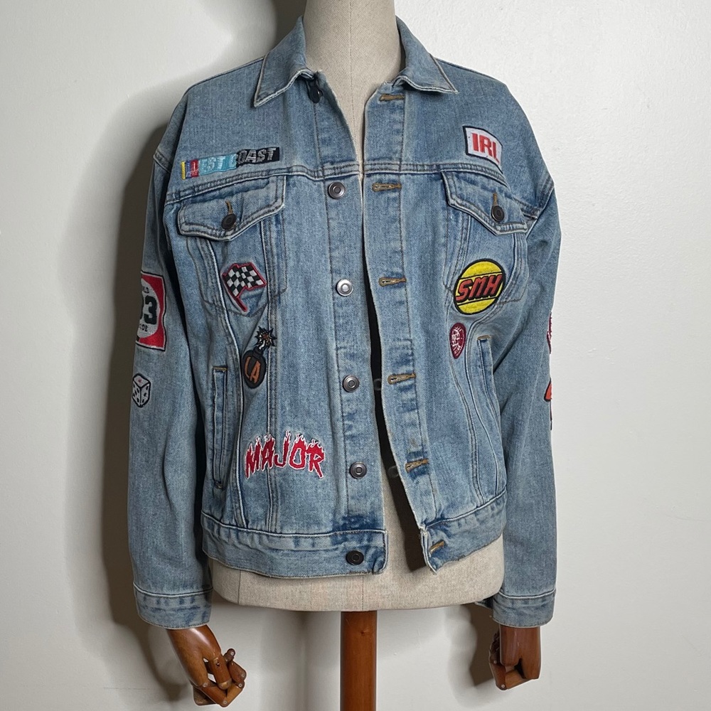 Forever21 denim jacket with patches.  Size S